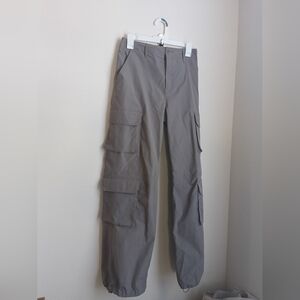 Love Tree Pants Women L Gray Cargo Parachute Baggy Adjustable Ankle Streetwear